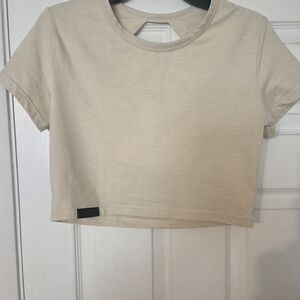 Alphalete Cream Open Back Crop Top